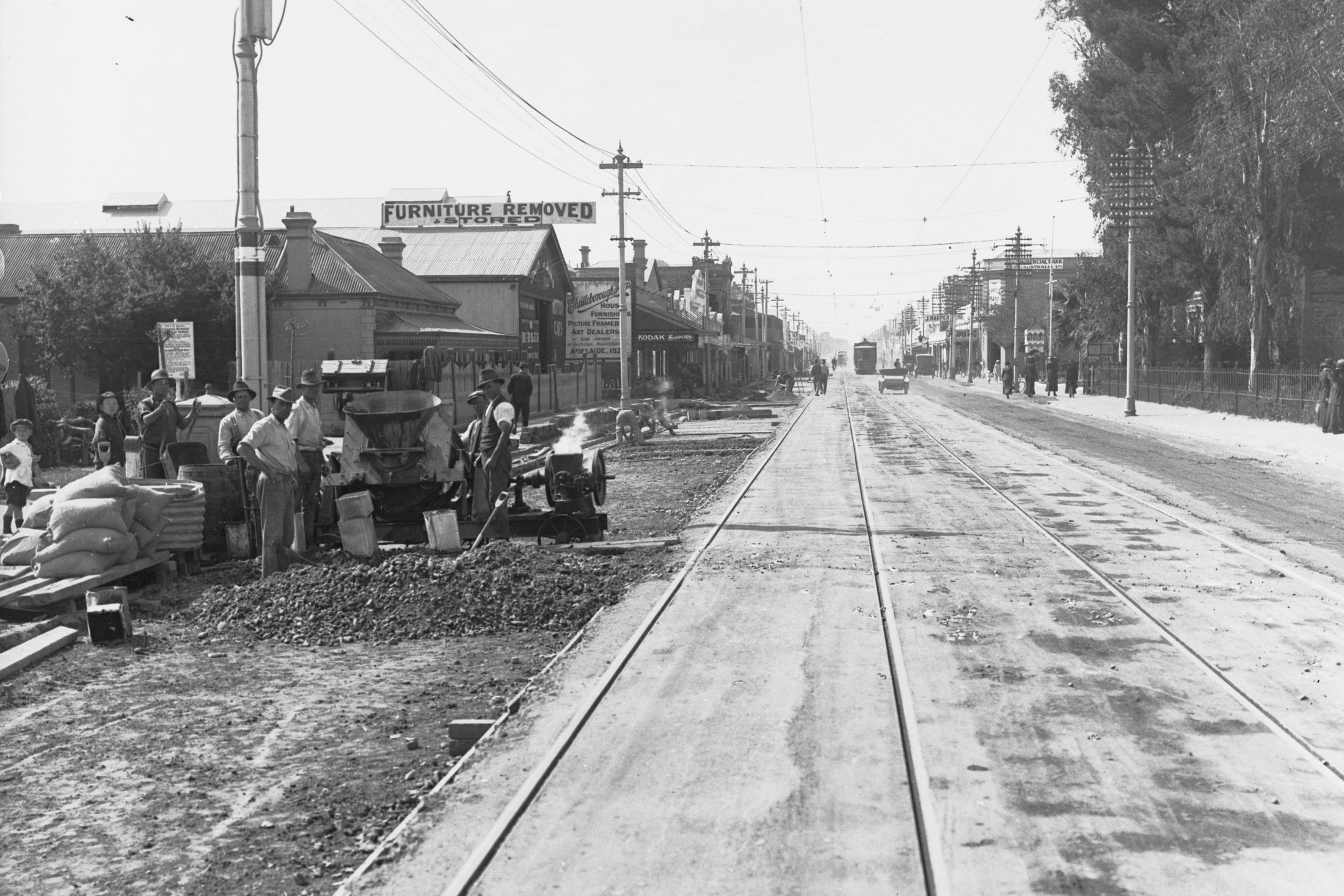 Unley Road early last century, with the tram line running down the middle